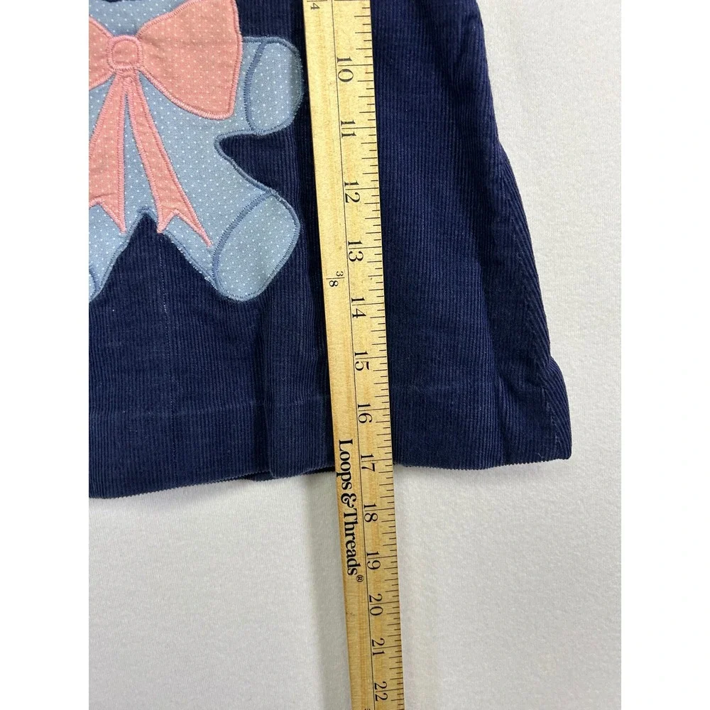 Vintage Humpty Dumpty Duds Baby Navy Corduroy‎ Teddy Bear Jumper Dress 12-18M